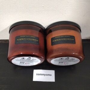 Scentsational PUMPKIN GINGERSNAP, cinnamon Candle Glass Jar soy Wax 14.5oz x2